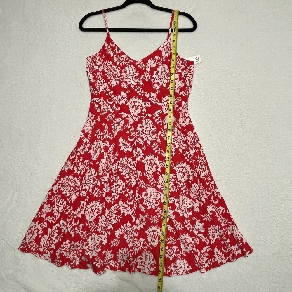 GAP Red White Floral Mini Dress Small NWT Fit Flare Spaghetti Strap Smocked Back - Picture 11 of 12